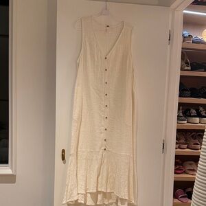 Free People Ivory Sleeveless Button-Front Maxi Dress